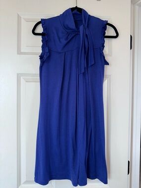 Soprano Sleeveless Bow-Neck Mini Dress in Cobalt Sz M